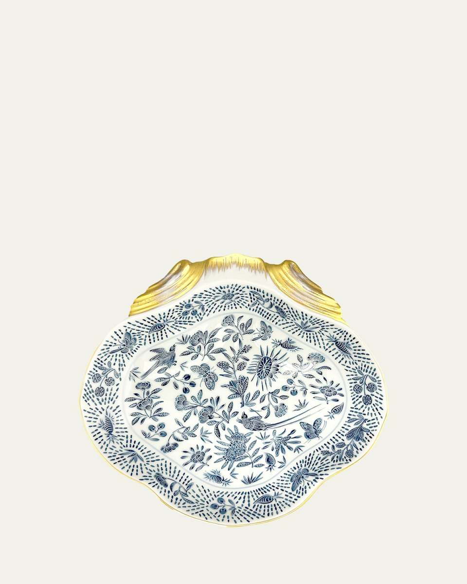 Sacred Bird & Butterfly Blue Shell Dish